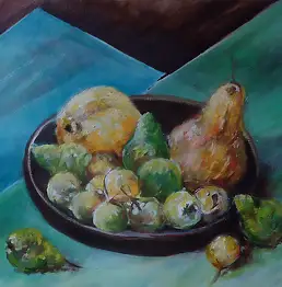 Jadwiga Marcinek, груши, Масляная картина - , 45 x 35