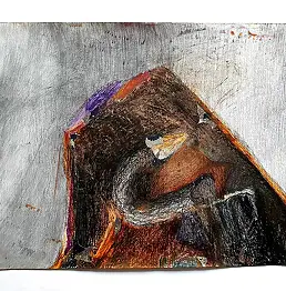 Marzena Czaniecka, здесь, Колаж, крейда, Олівець, Пастель, Вугілля - папір, 40 x 30
