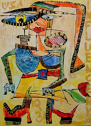 Marek Lutek, inFlU 11605, Acrylic painting - canvas, 55 x 75