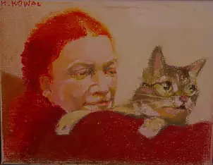   - woman with cat