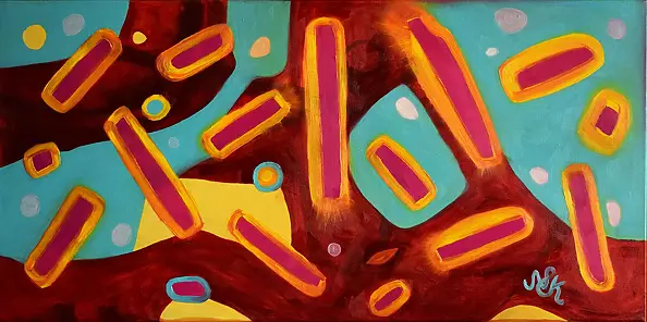 Natalia Pławecka-Kijewska - kompozycja abstrakcyjna z różem