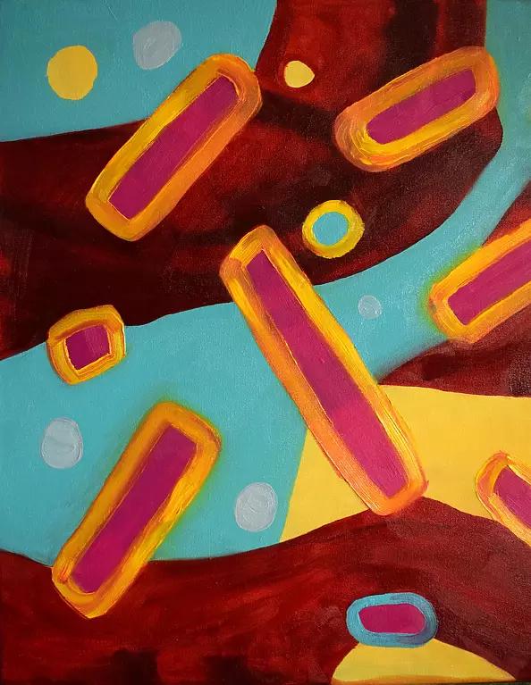 Natalia Pławecka-Kijewska - kompozycja abstrakcyjna z różem