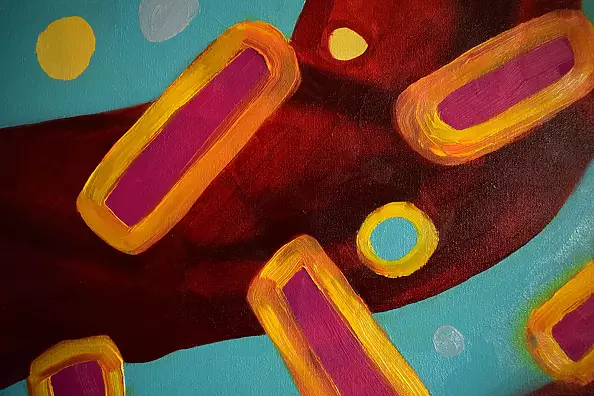 Natalia Pławecka-Kijewska - kompozycja abstrakcyjna z różem