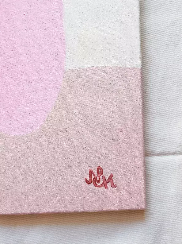 Natalia Pławecka-Kijewska - abstract composition with pink, yellow and brown