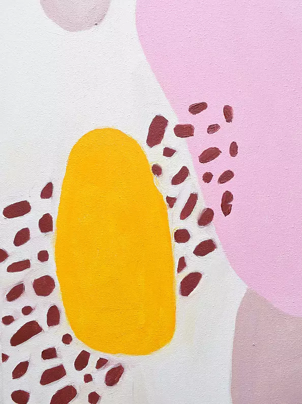 Natalia Pławecka-Kijewska - abstract composition with pink, yellow and brown