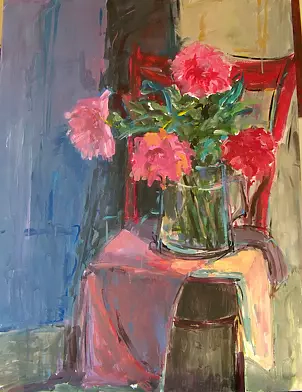 Ewa Widomska - Blumen auf einem Stuhl