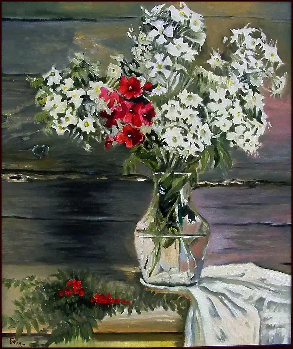 Waldemar Tłuczek - flowers in a rural hut