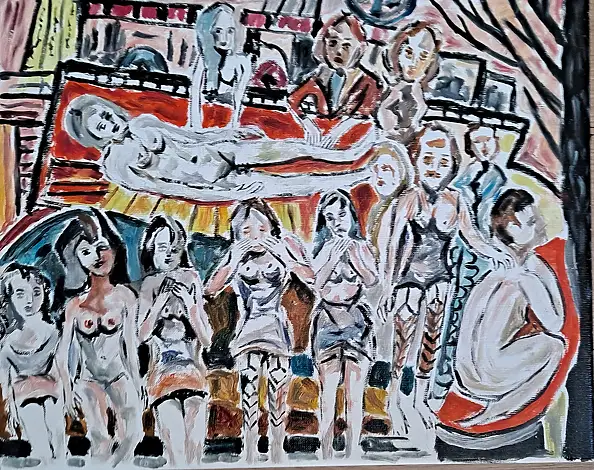Krzysztof Chrobot, lekcja anatomi, Obraz olejny - płótno, 40 x 50