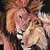 Ewa Mościszko, lions love, Acrylic painting - canvas, 70 x 50
