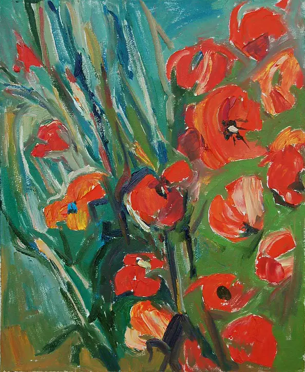 Małgorzata Oborska - poppies in the grass