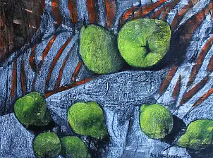 Iza Jaśniewska, still life, Mixed media - cardboard/paperboard, 39 x 29