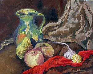 Anna Rudnicka-Litwinek - martwa natura z połówką cytryny