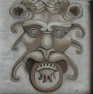 Mieczysław Burda, mascaron 01, Quadro a olio - tela, 20 x 20