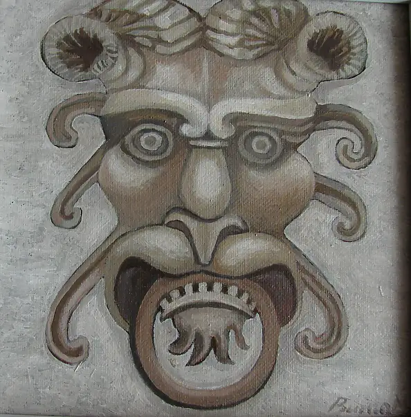 Mieczysław Burda, Mascaron 01, Ölbild - Leinwand, 20 x 20