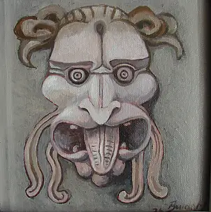 Mieczysław Burda, Mascaron 02, Ölbild - Leinwand, 20 x 20