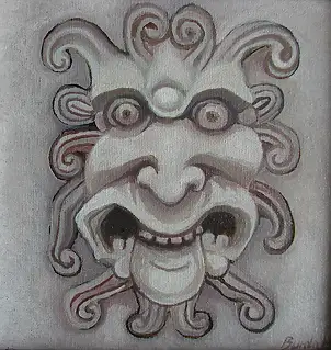Mieczysław Burda, Mascaron 03, Ölbild - Leinwand, 20 x 20