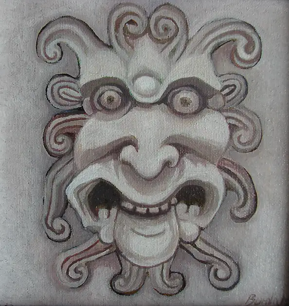 Mieczysław Burda, Mascaron 03, Ölbild - Leinwand, 20 x 20