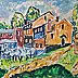 Krzysztof Chrobot, miasto, Obraz olejny - karton/tektura, 48 x 35