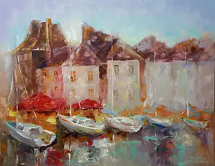 Kseniya Kovalenko - image * Normandy. Romantic Honfleur * oil on canvas 90x70