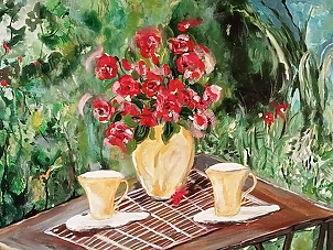 Ewa Mościszko - acrylic painting "Cup of Tea"