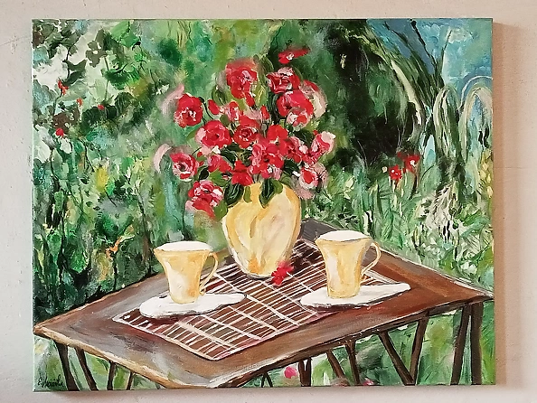 Ewa Mościszko - obraz akrylowy "Filiżanka herbaty"