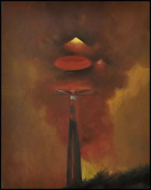 Damian Gierlach - obraz olejny fantasy surrealizm na motywie Beksińskiego