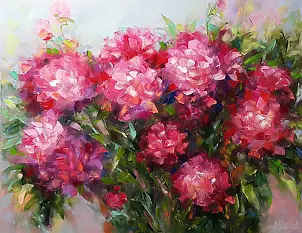   -  painting * Peonies* Oil on canvas 90x70 cm