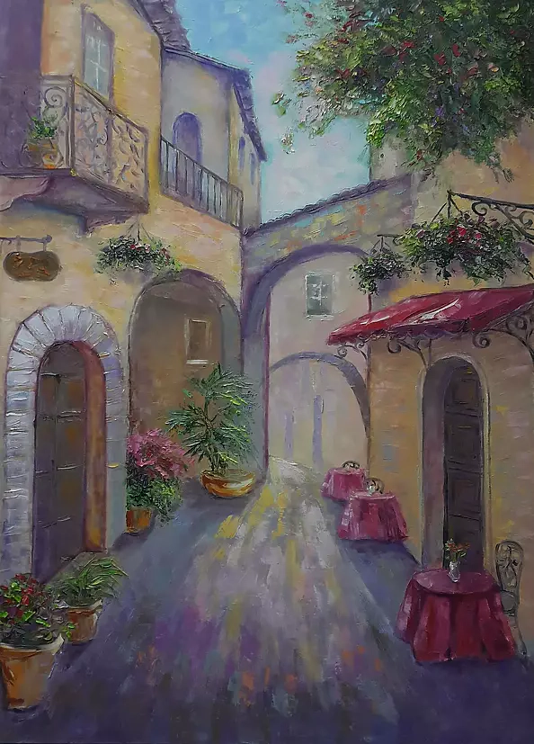 Kseniya Kovalenko - painting * Cozy street * Оil on canvas 65x90cm