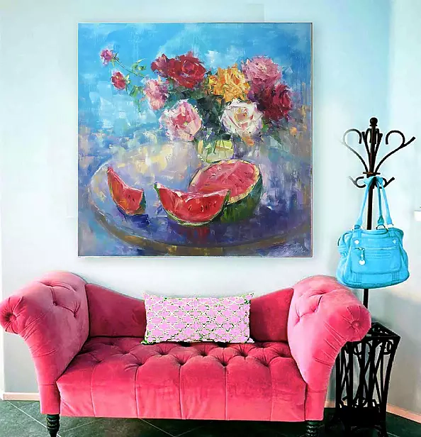 Kseniya Kovalenko - painting * Juicy Watermelon * Summer Still Life