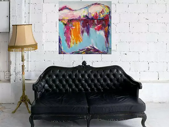 Kseniya Kovalenko - * painting Rainbow on your lips * Оil on canvas 80x80cm