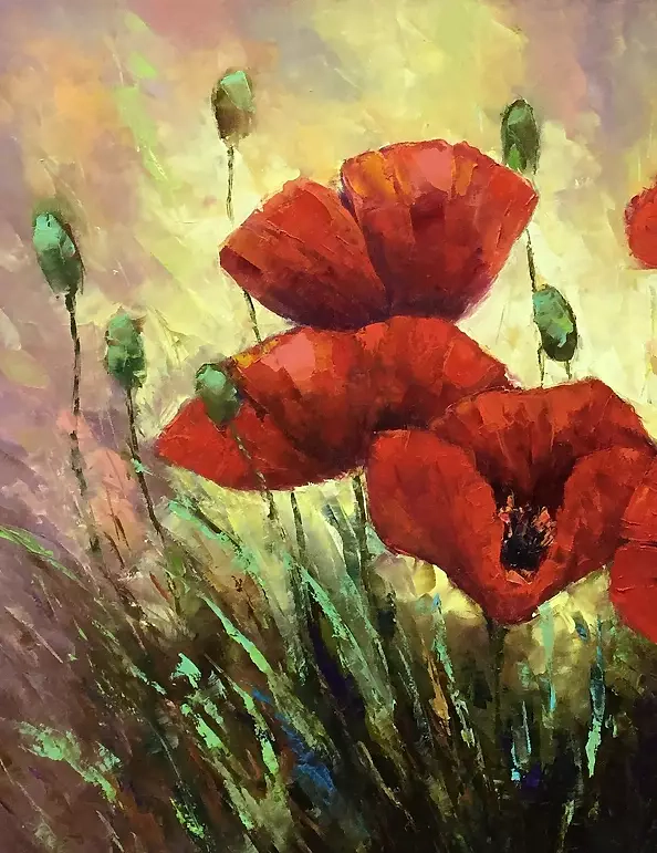 Kseniya Kovalenko - painting *Red poppies*Оil on canvas 80x60cm