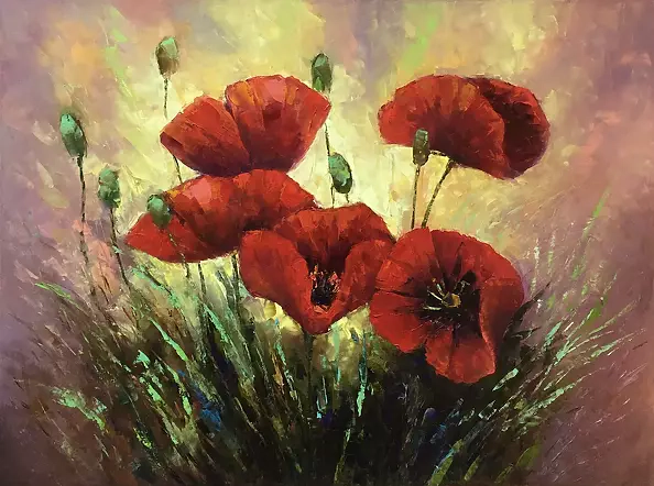 Kseniya Kovalenko - painting *Red poppies*Оil on canvas 80x60cm