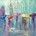 Kseniya Kovalenko - Malerei * Romantischer Regen * Îil auf Leinwand 100x70cm
