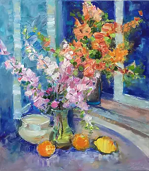 Kseniya Kovalenko - painting * Spring flowers still life * Оil on canvas 70x80cm