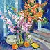 Kseniya Kovalenko - Malerei * Frühlingsblumen Stilleben * Îil auf Leinwand 70x80cm