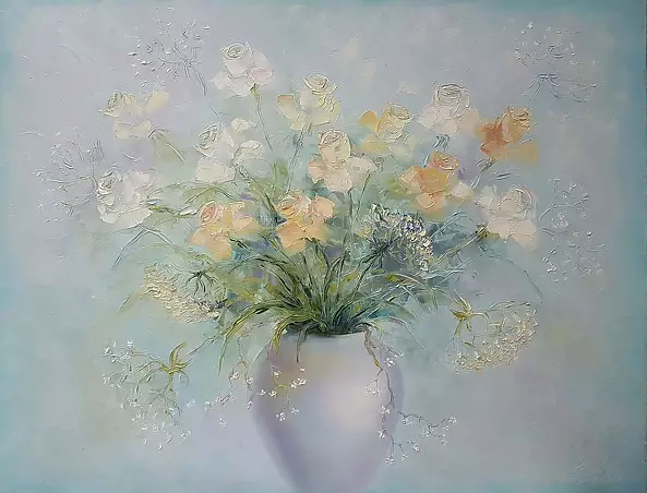 Kseniya Kovalenko - painting *caramel roses* оil on canvas 90x70cm
