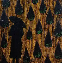 Arkadiusz Świderski, parasol, deszcz i łzy, Obraz akrylowy - płótno, 30 x 30