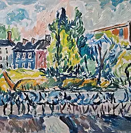 Krzysztof Chrobot, pejaż3, Obraz olejny - karton/tektura, 43 x 35
