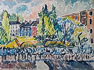 Krzysztof Chrobot, pejaż3, Obraz olejny - karton/tektura, 43 x 35