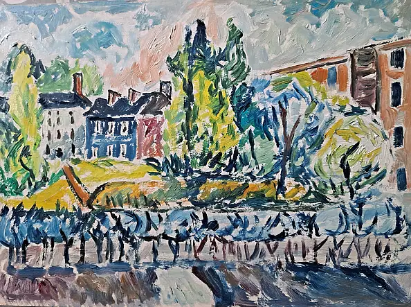 Krzysztof Chrobot, pejaż3, Obraz olejny - karton/tektura, 43 x 35