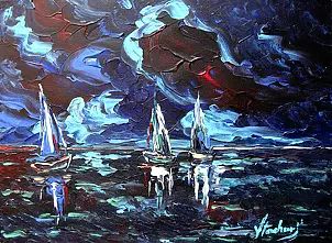 Jerzy Stachura - seascape navy