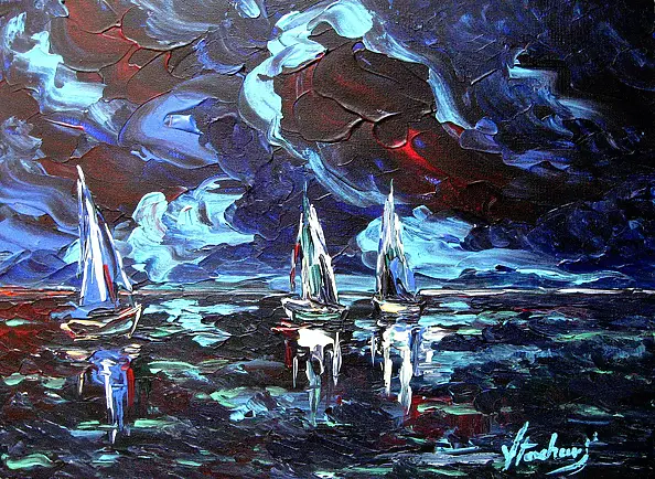Jerzy Stachura - seascape navy