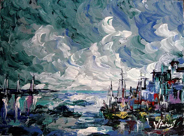 Jerzy Stachura - gray landscape port