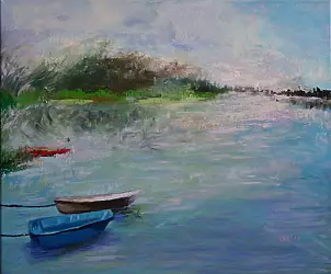 Krystyna Krasowska Cicha - Landschaft mit dem Boot