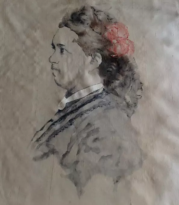 Irena Piątkiewicz - Portrait Farbe auf Seide 100 Jahre alt sind