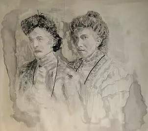 Irena Piątkiewicz - portret paint on silk 100 yrs old