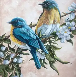 Magdalena Rytel Skorek, птицы, Акрилова картина - холст, 23 x 30
