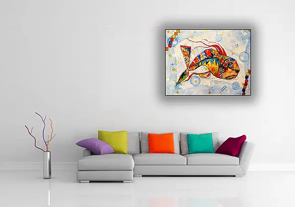 Marek Lutek, PESCE 11608, Dipinto acrilico - , 58 x 78