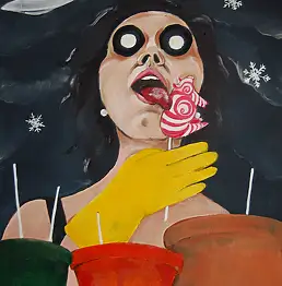 Martyna Popiel, перчатки и леденец, Акрилова картина - холст, 0 x 0