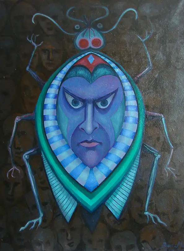 Mieczysław Burda, verme verde mb 26, Quadro a olio - tela, 60 x 80